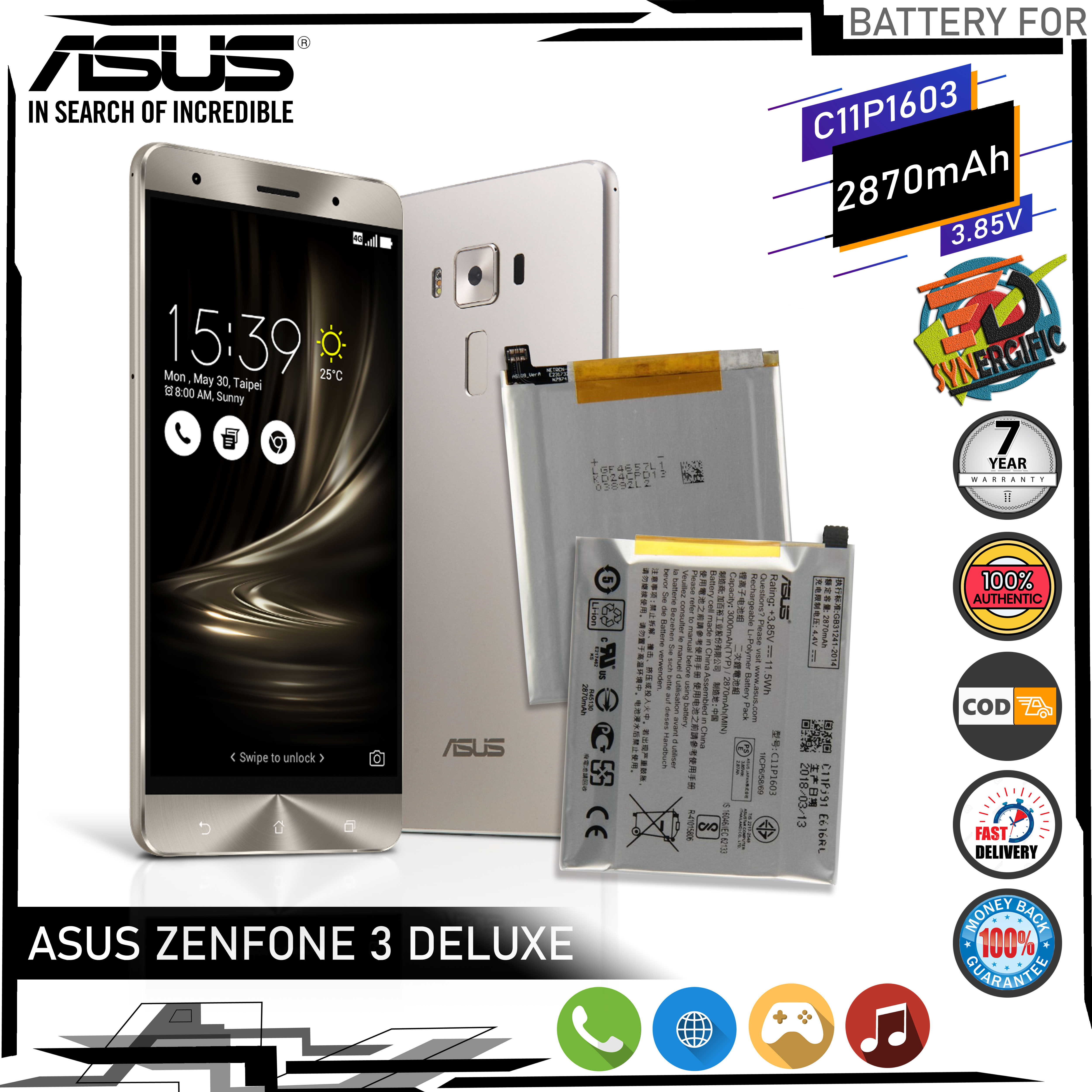 Battery For Asus Zenfone 3 Deluxe Zs570kl Battery Model C11p1603 Original Capacity High Quality Battery 2870mah Lazada Ph