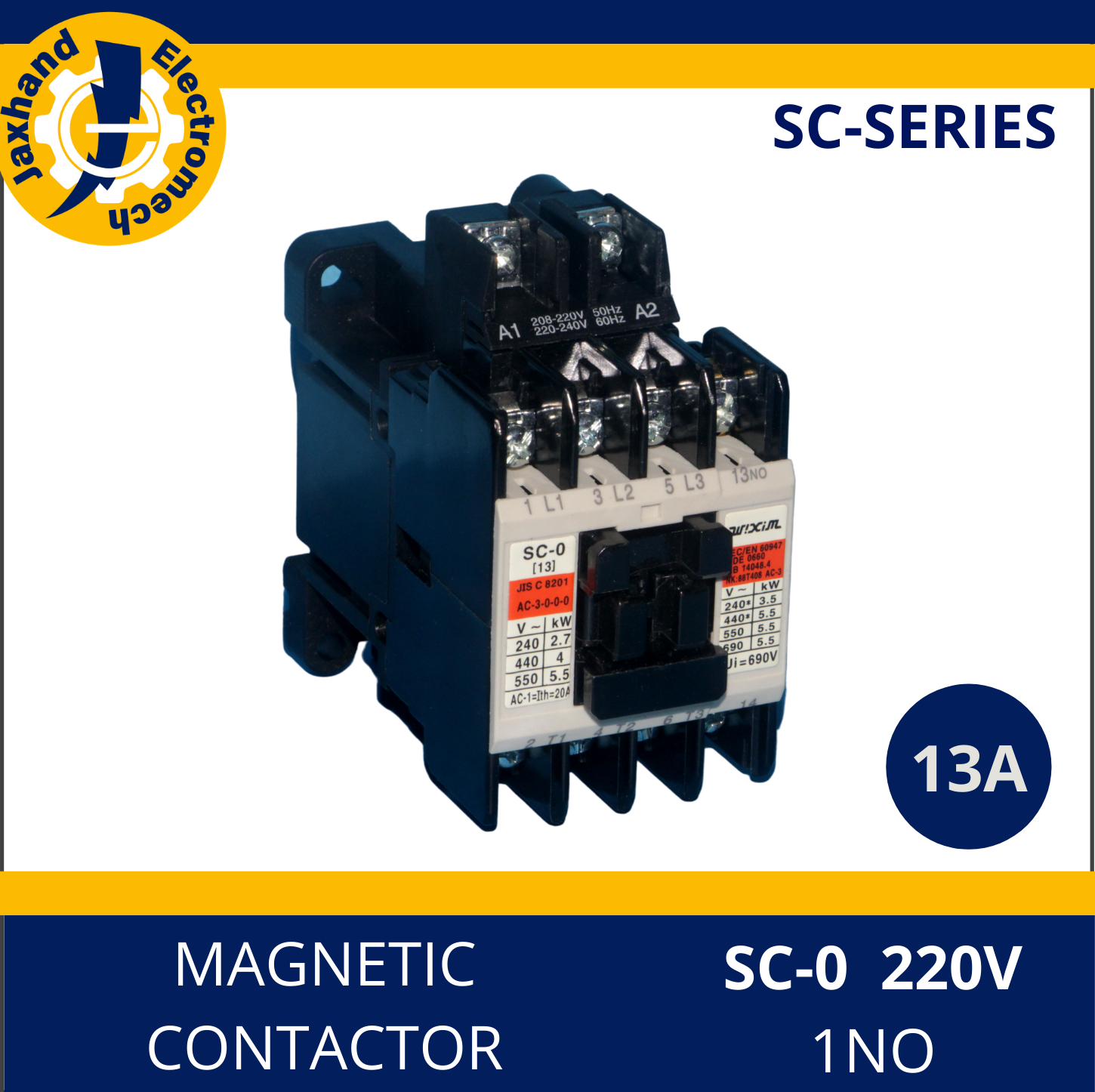 CONTACTOR SC0 (13A220V / 12A440V) THREEPHASE 3.5kW/5.5kW 1NO Lazada PH