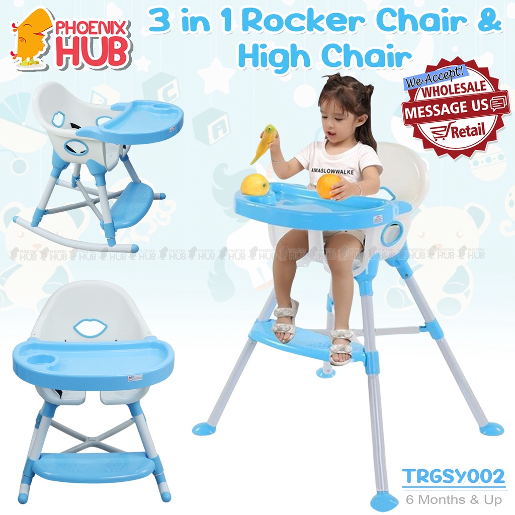 PhoenixHub 3 in 1 Baby Adjustable High Chair Rocker Multi-functional ...