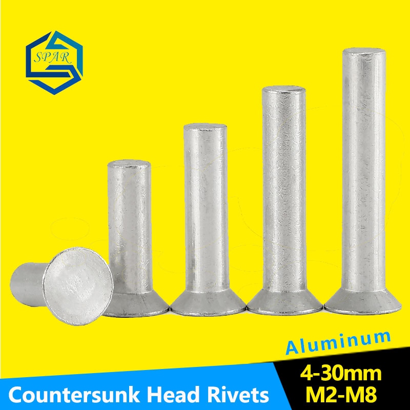 Countersunk flat head Aluminum rivets solid percussion rivet 4-10mm 100Pcs M2* 
