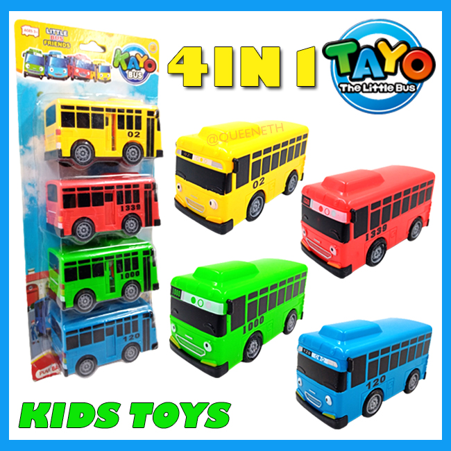 4 In 1 Small Tayo Bus Pull Back Bus Car The Little Bus Toy Set For Kids