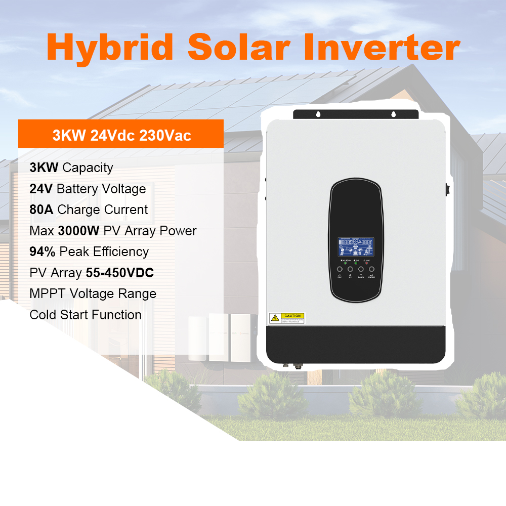 3200VA 24V Hybrid Solar Inverter Pure Sine Wave MPPT 80A 3200VA 24V Hybrid Solar Inverter Pure Sine Wave MPPT 80A