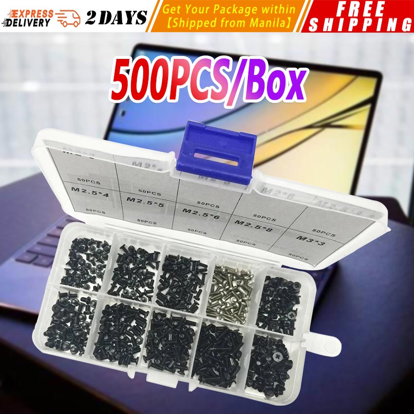 500pcs Set M2 M2 5 M3 Km Screw Flat Head Phillips Screws Laptop