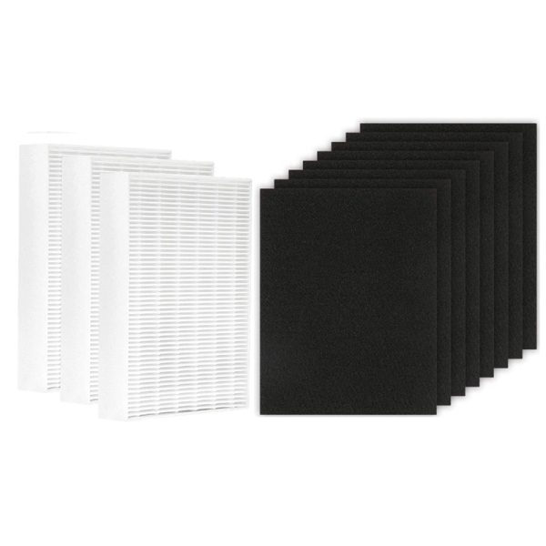 for HPA300 Replacement Filters 3 Pack HEPA Filter & 8 Pack Carbon Pre-Cut Pre Filters Suitable for Honeywell HPA300