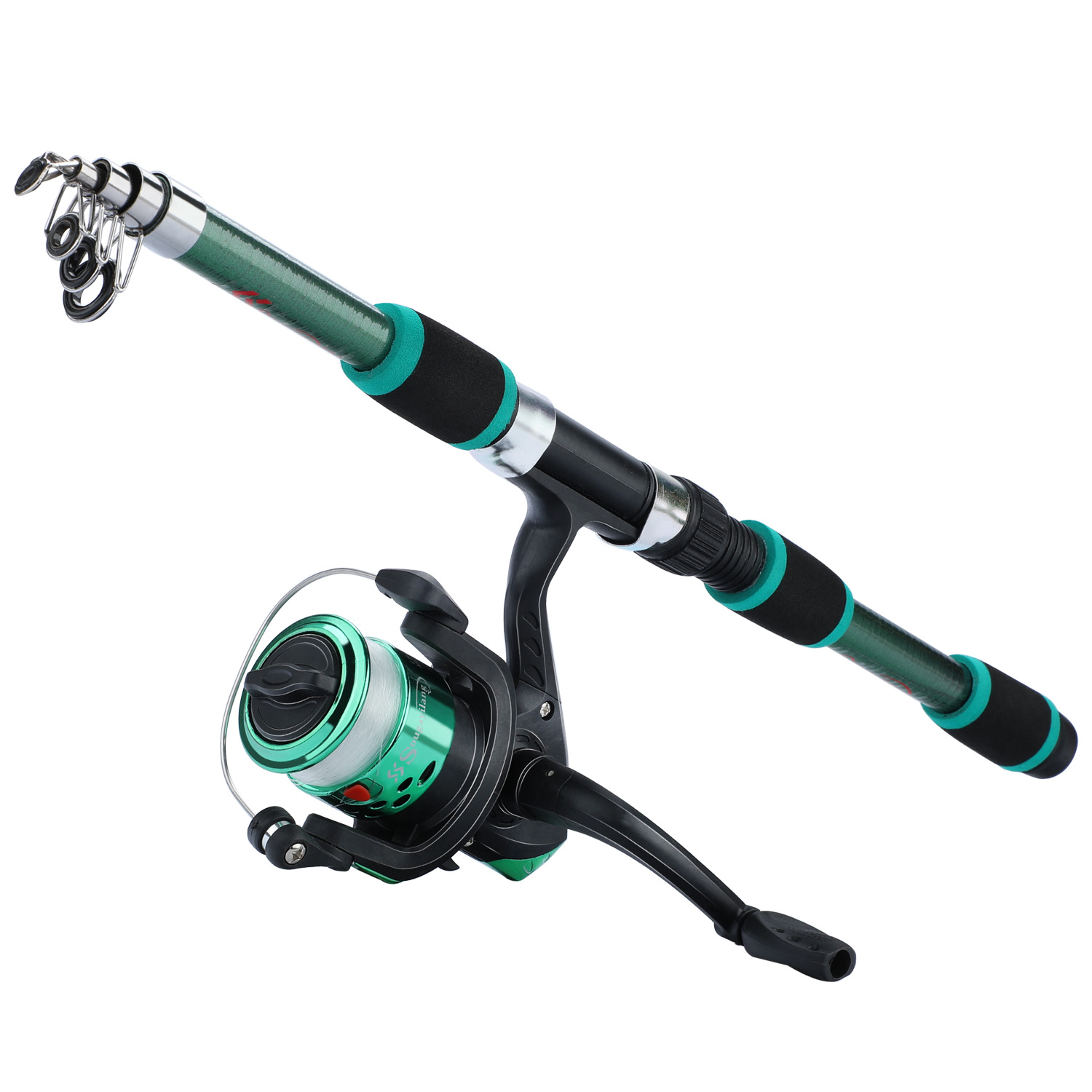 1.8M Fishing Rod Reel Sets 5.2:1 Gear Ratio Spinning Reels Glass Fiber Rods  with Fishing Accessories Fishing Kit