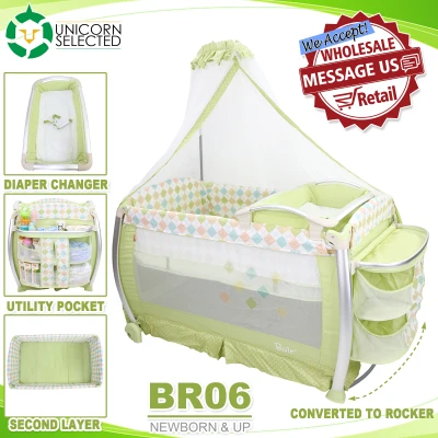 Unicorn Selected BR06 Baby Play Yard Nursery Fashion Playpen Baby Crib Rocker