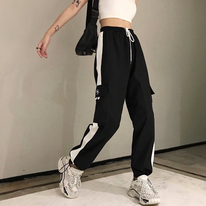 Hot Big Pockets Cargo Pants Women High Waist Loose Streetwear Pants Baggy  Tactical Trouser Hip Hop High Quality Joggers Pants