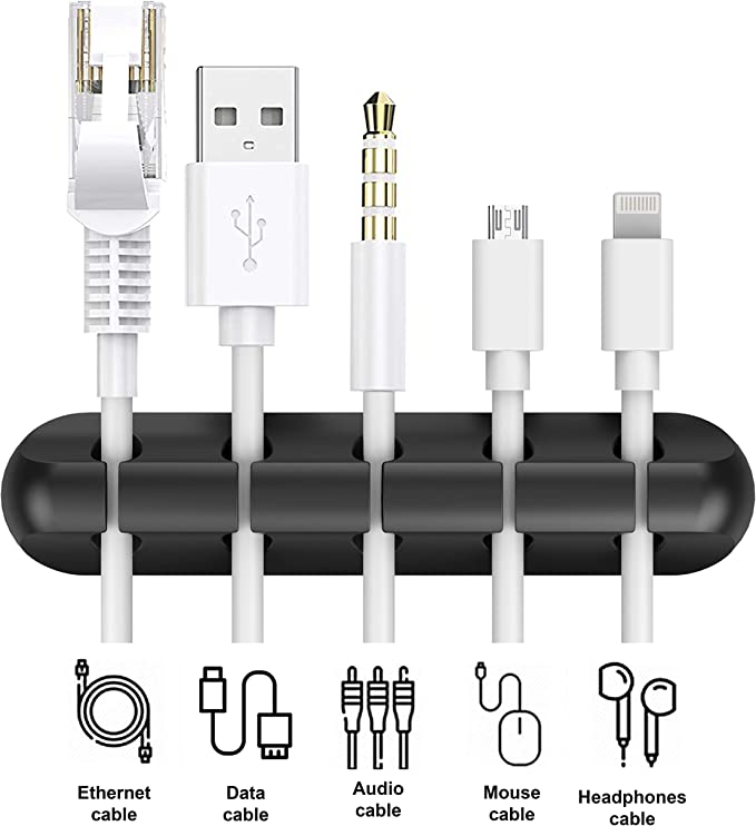 INCHOR White Cable Clips Combo Pack – 3-Slot & 5-Slot Cord Organizers, Strong 3M Adhesive, For Desks, Cars & Offices