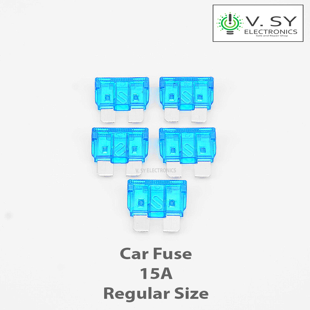 5pcs. 15A Auto Car Fuse Regular Standard Size Blade Type Plugin 15 A