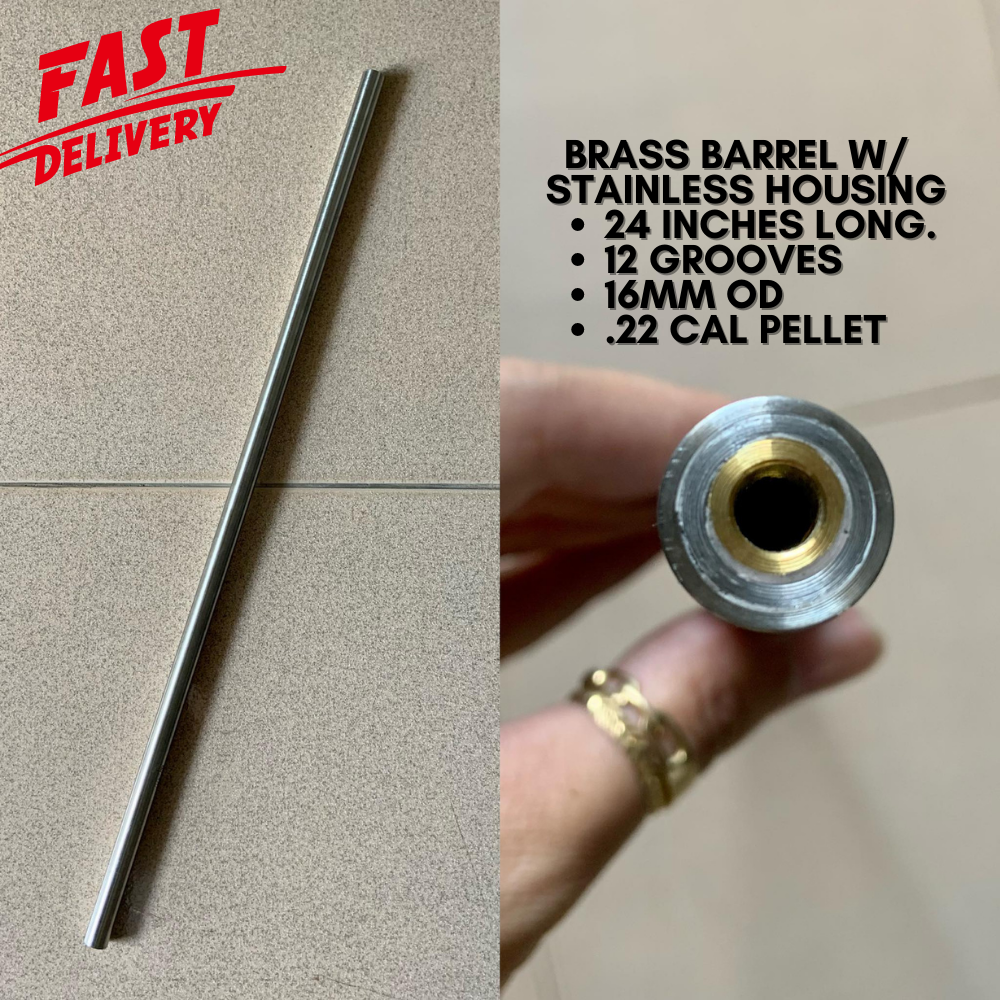AIRGUN BRASS BARREL WITH STAINLESS HOUSING 24 INCHES LONG 12 GROOVES
