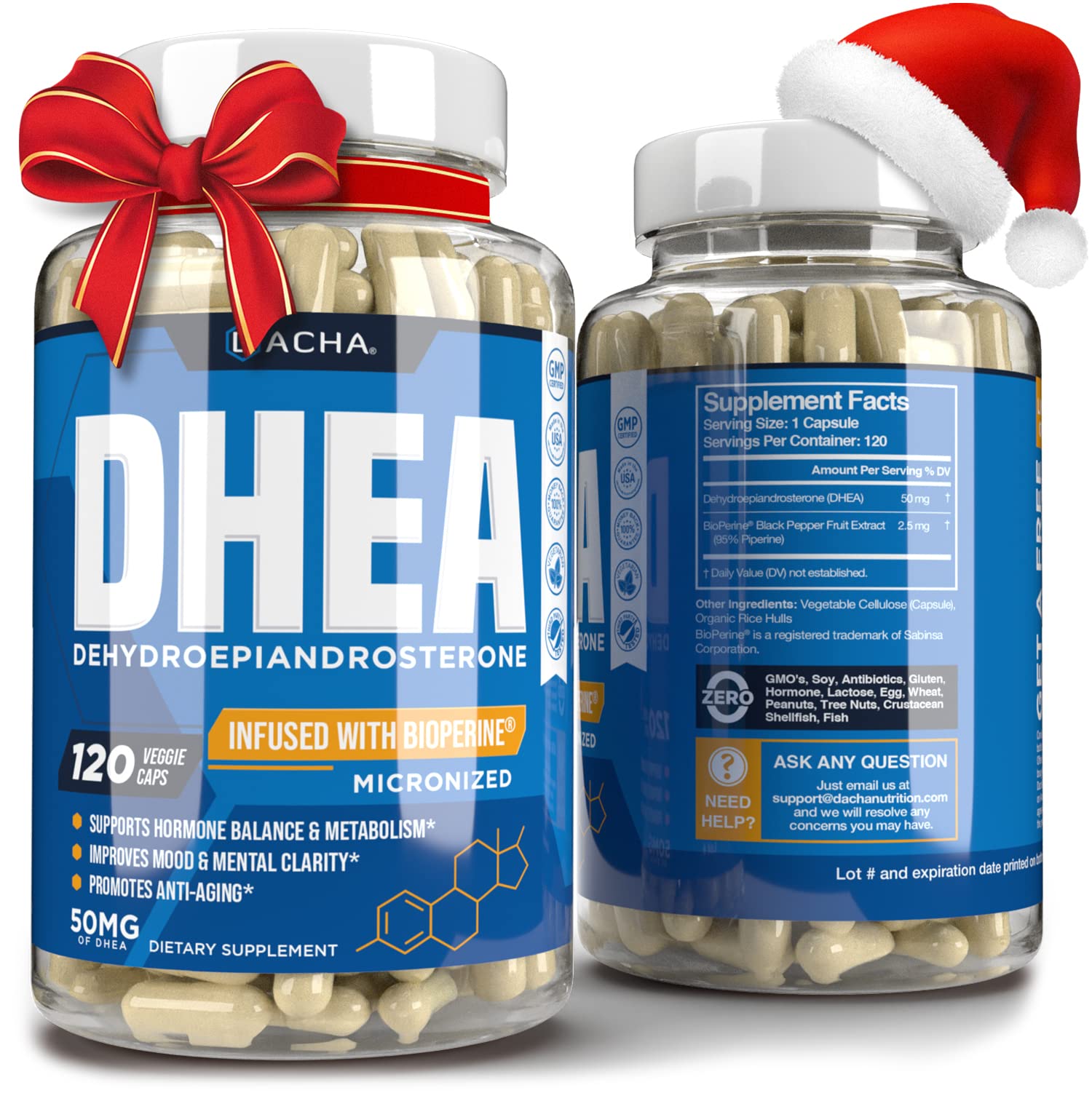 DACHA Premium DHEA 50mg 120 Capsules Micronized Hypoallergenic