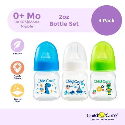 Child Care 2oz Baby Bottle Set (Anti-Colic Feeding bottle) (Standard Neck Bottle) (BPA Free Feeding Bottle) (Feeding Set)