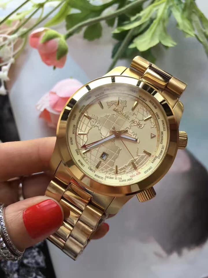 Michael Kors Stainless Steel Ladies Watch - MK5960 Runway GMT Champagne (World  Globe) Dial Fixed Bezel Gold Watch | Lazada PH