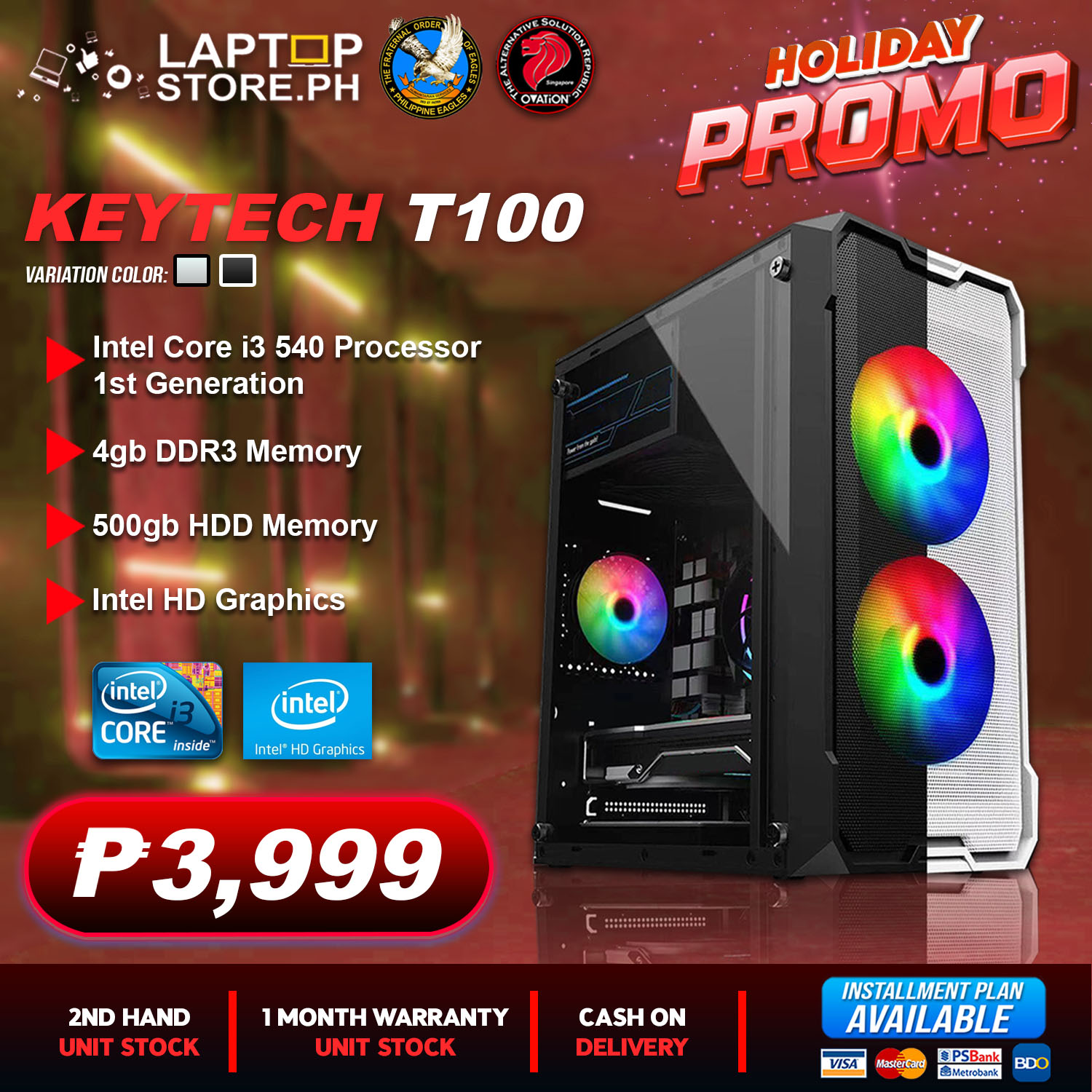 System Unit CPU STANDARD CASE Intel Core i3 540 Processor 4gb 500gb