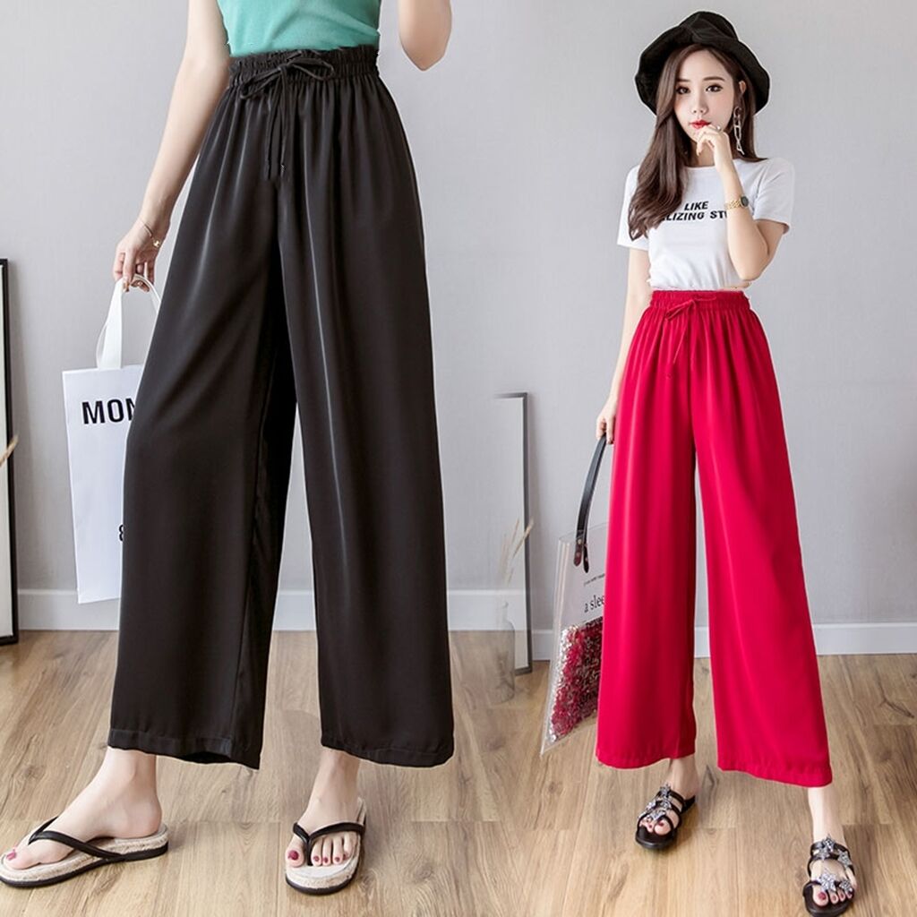 (0056)1 pc Lady Women's high-waist basic nine-point pants Korean ...