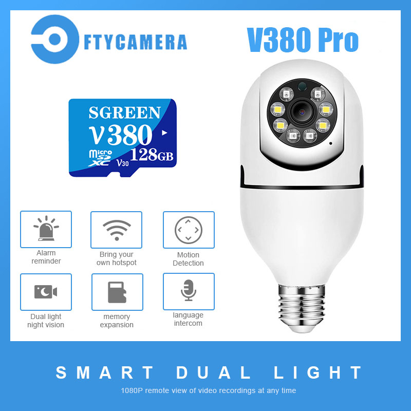 【COD】V380 Pro Bulb CCTV Camera Connect To Cellphone Mini Camera HD1080P