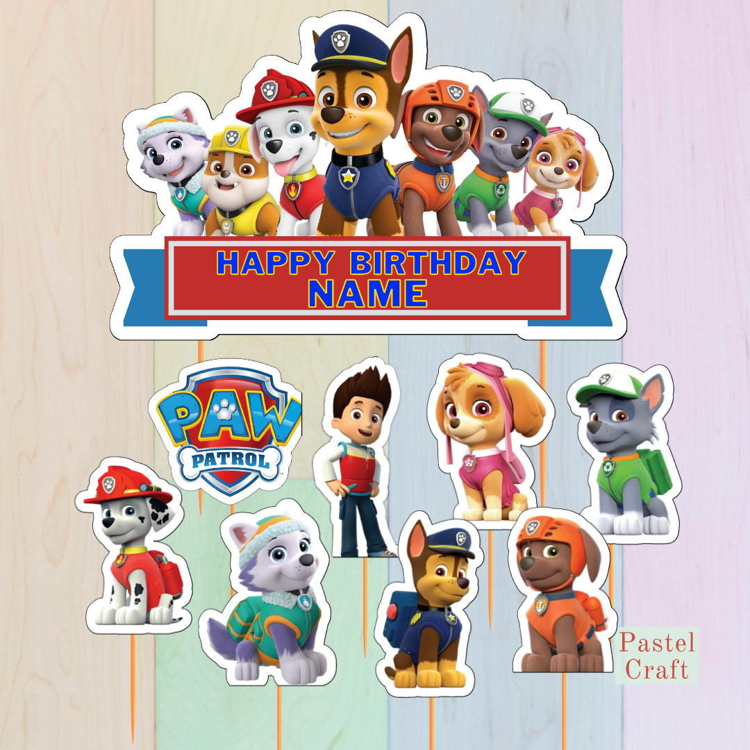 Paw Patrol Customized Cake Topper for Birthday Party / Events ...