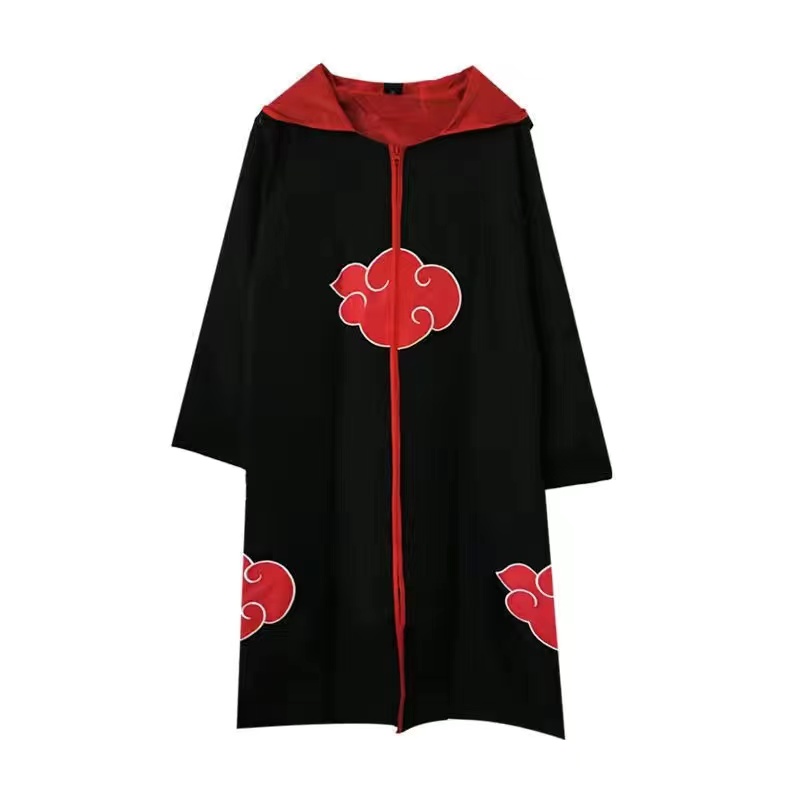 【full Set】naruto Costume Akatsuki Cloak Cosplay Suit Sasuke Uchiha Cape