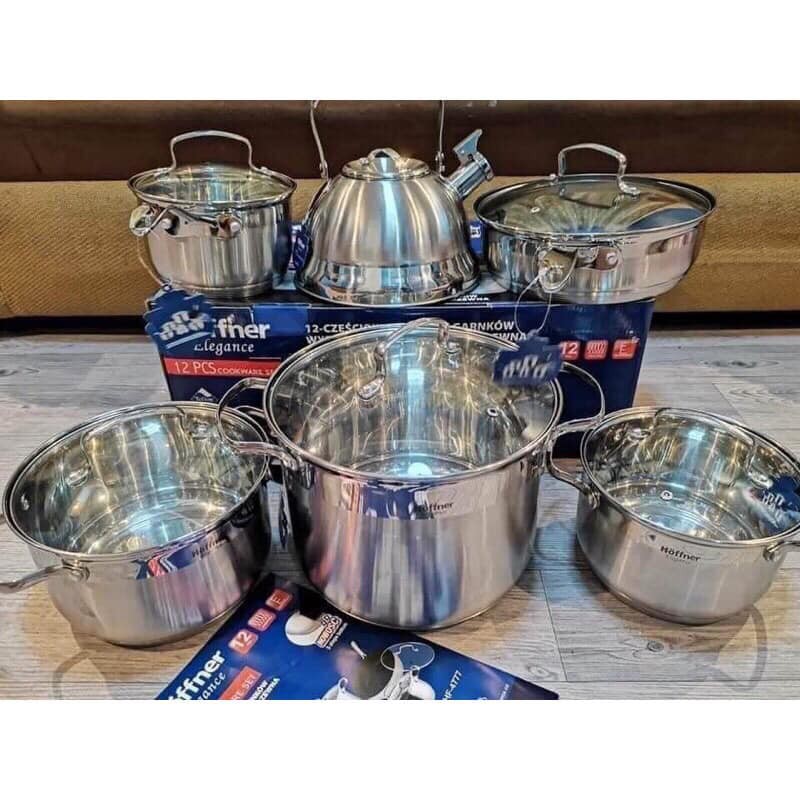 HOFFNER ELEGANCE COOKWARE MARBLE COATING SET STAINLESS STEEL HEAVY DUTY