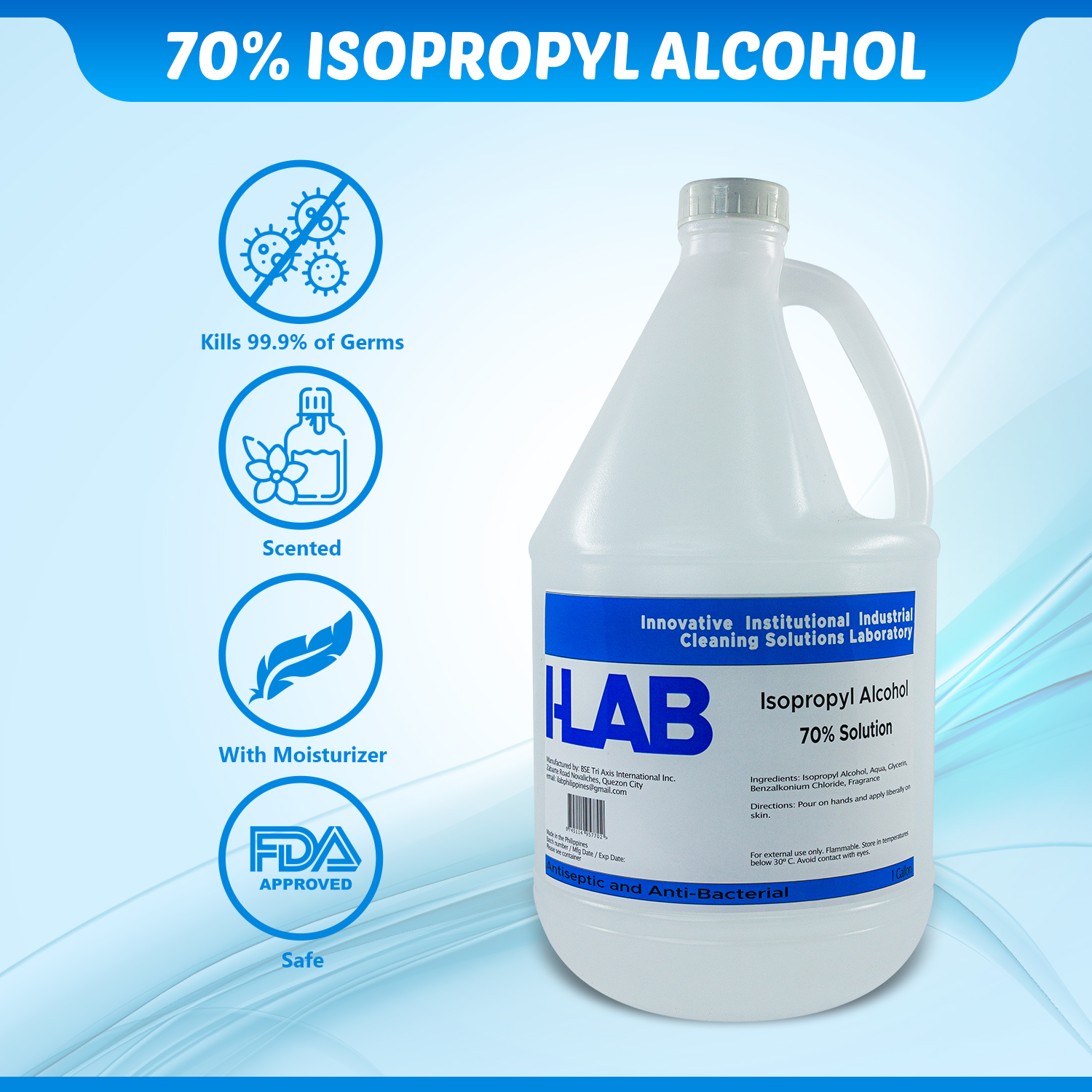ILab 70 Isopropyl Alcohol 1 Gallon Lazada PH