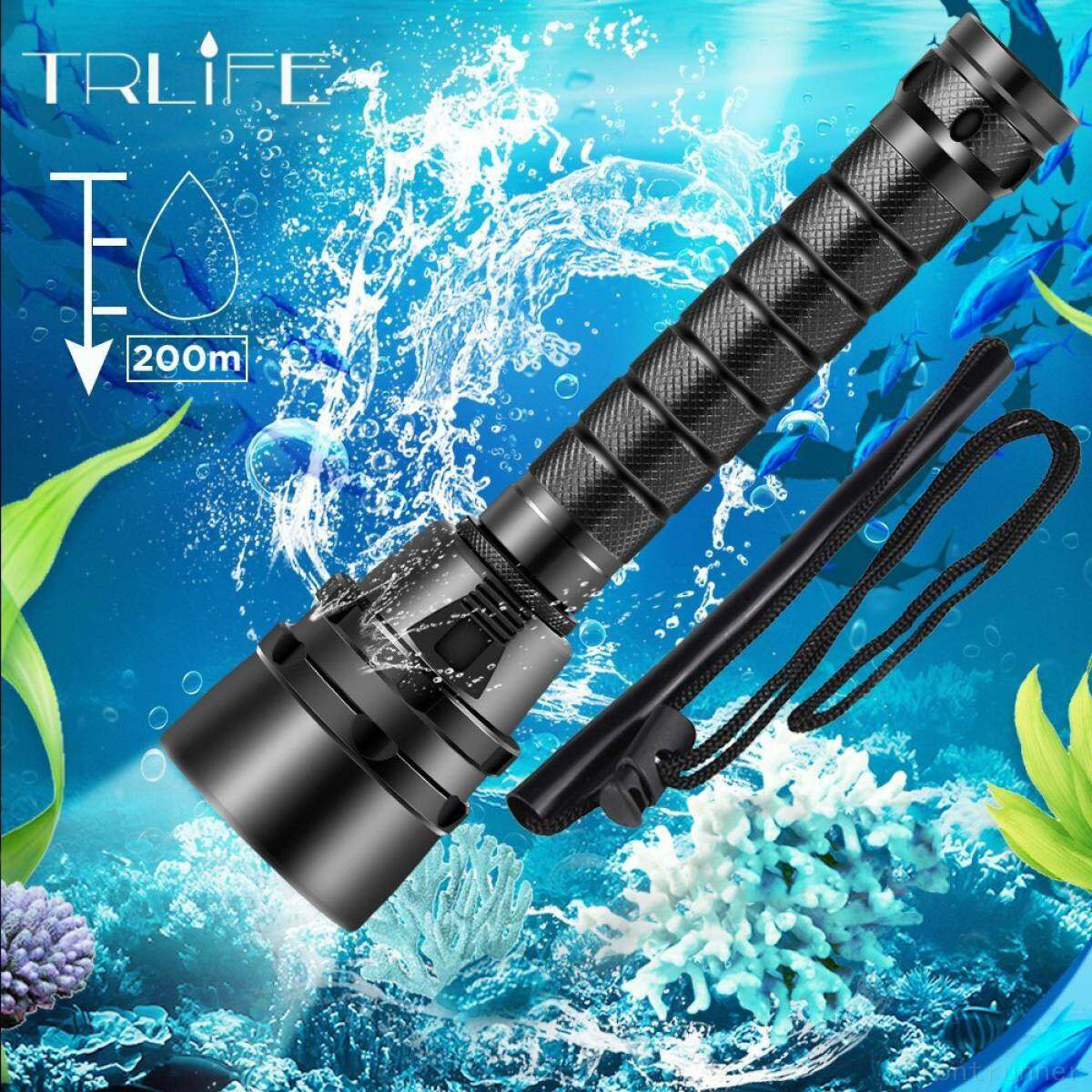 Professional Scuba Diving Flashlight IPX68 Waterproof Underwater 100m Dive Lamp Built-in 6000mAh Battery Rechargeable Dive Light