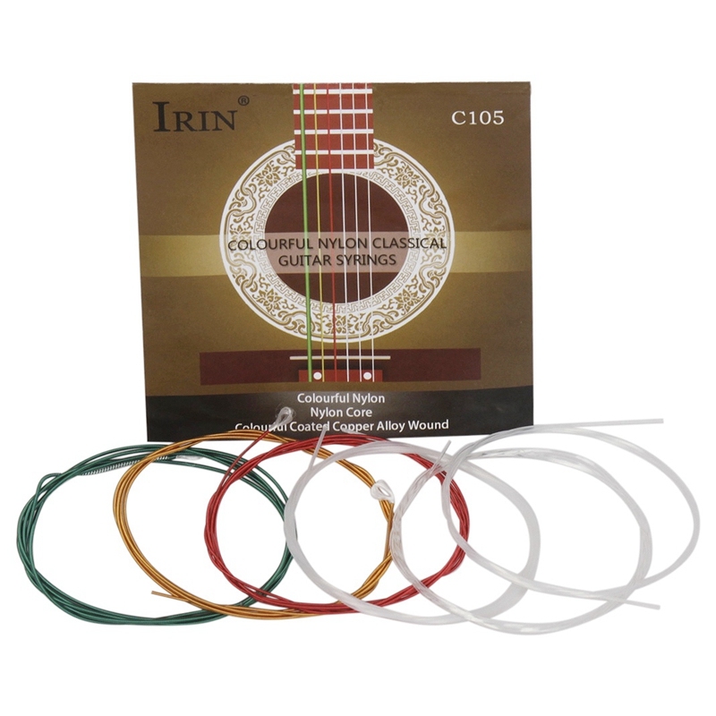 IRIN C105 Rainbow Guitar Strings Nylon Core Colorful Coated Copper Alloy Wound for Acoustic Classical Guitar(.028-.043)