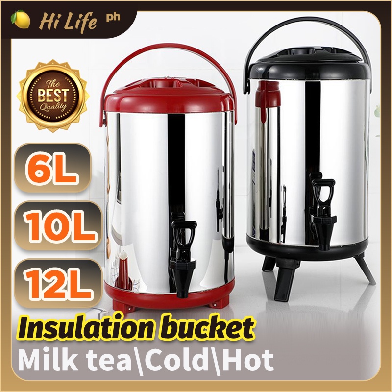 12L Stainless Steel Water Barrel Milk Tea Thermos Bucket