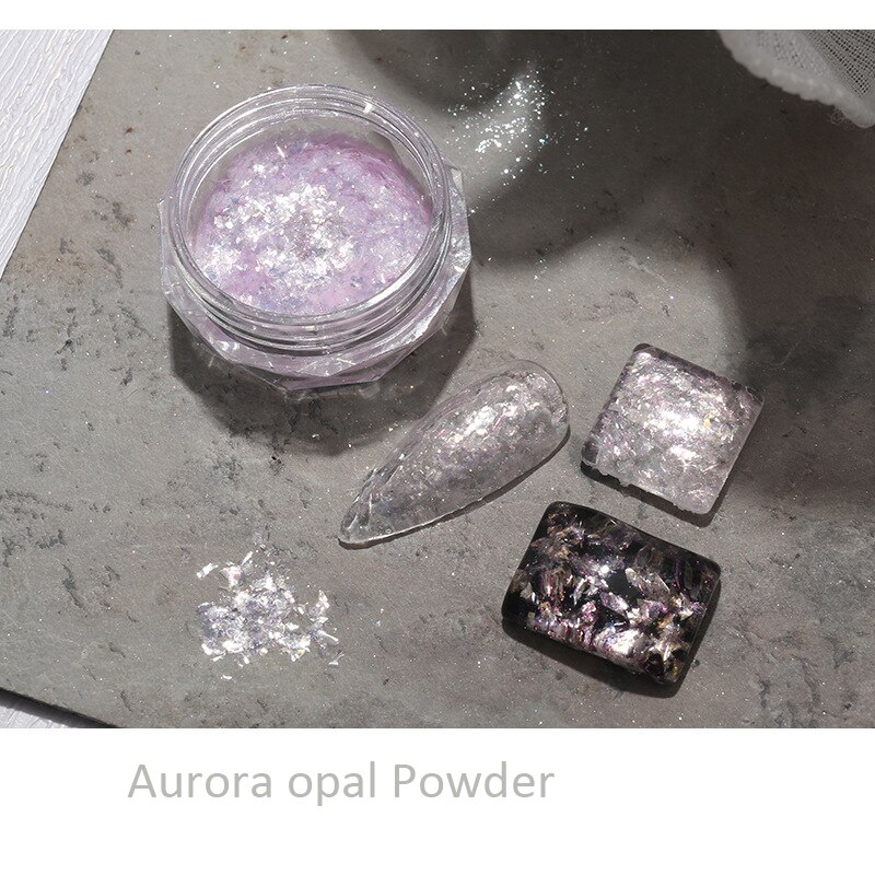 WHITE CHROME POWDER Pigment Pearl Nails Nail Art Crystal Shiny Dust Glazed  Donut 