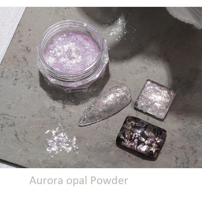 WHITE CHROME POWDER Pigment Pearl Nails Nail Art Crystal Shiny Dust Glazed  Donut