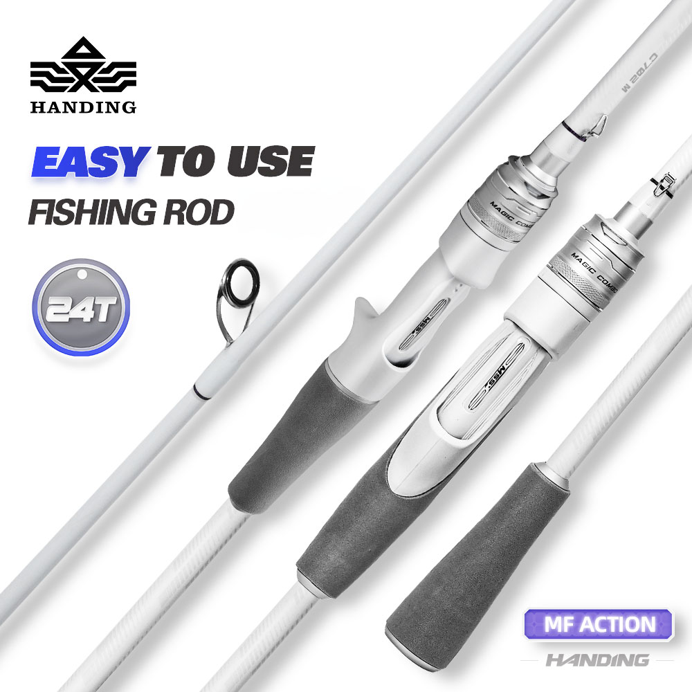 HANDING WHITE Fishing Rod Spinning Casting MF Action M Power High Carbon  Fiber Fishing Rod with 1.83M 2.13M 2.44M Baitcasting Rod for Bass Pike  Fishing 3 Days Arriving