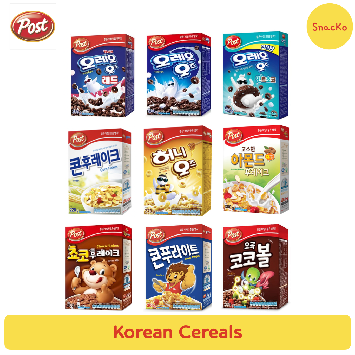 Korean Cereals Post OREO O's Corn Flakes Choco Flakes Choco