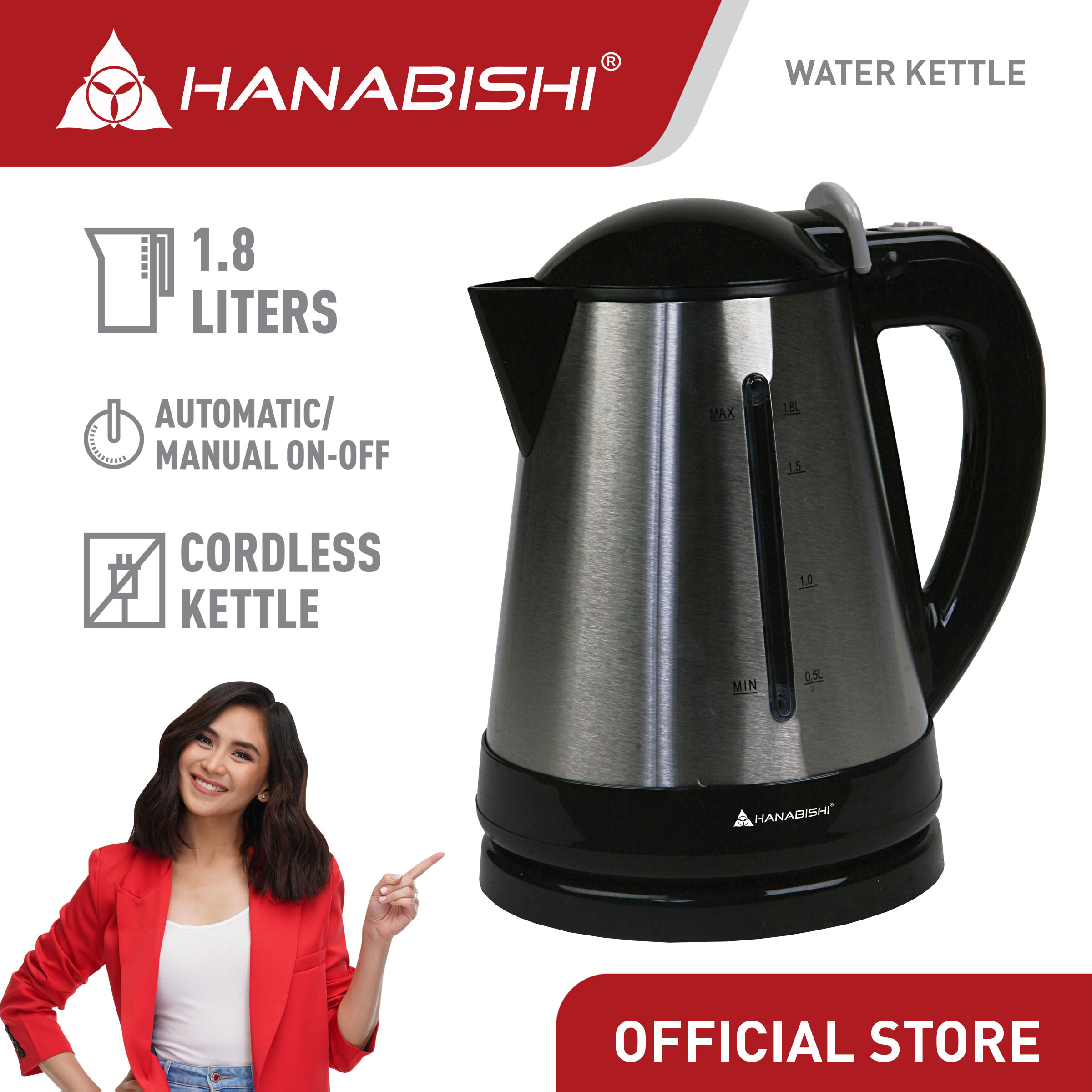 Hanabishi Water Heater Electric Kettle L HWK118SS Local