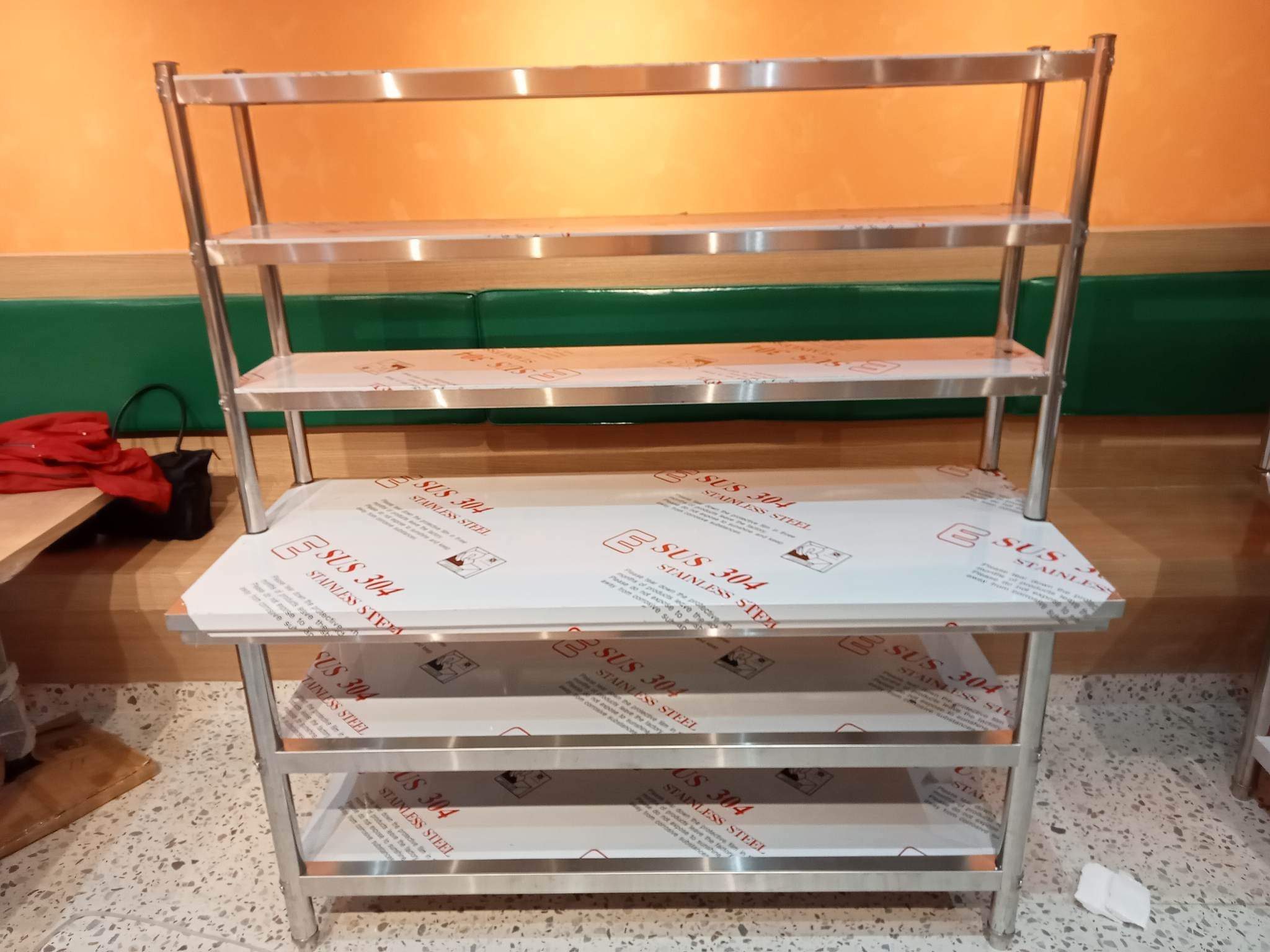 Preparation Table With Top Shelves 3 Layer Table and 3 layer Shelves