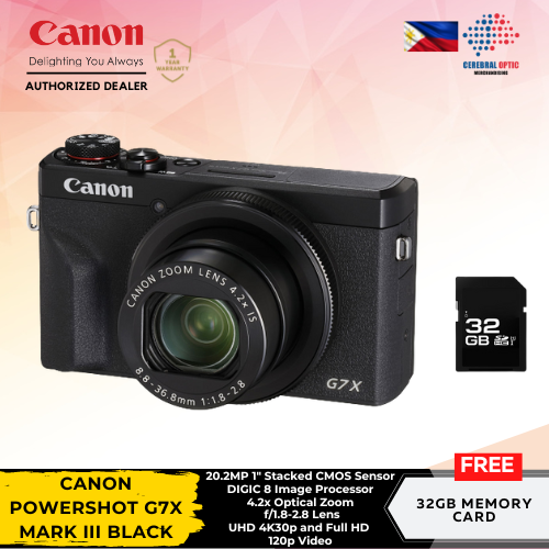 CANON POWERSHOT G7X MARK III BLACK + FREE 32GB SD CARD Cerebral Optic