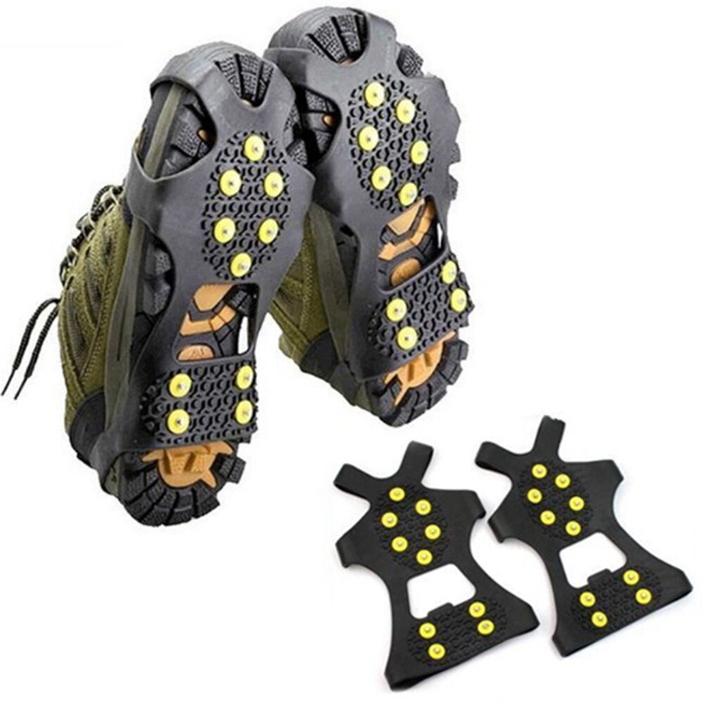 รองเท้าป้องกันการลื่นรองเท้าตะปูสกีป้องกันการลื่นไถลรองเท้าปีนเขาหิมะหิมะปกคลุม10กระดุมรองเท้า