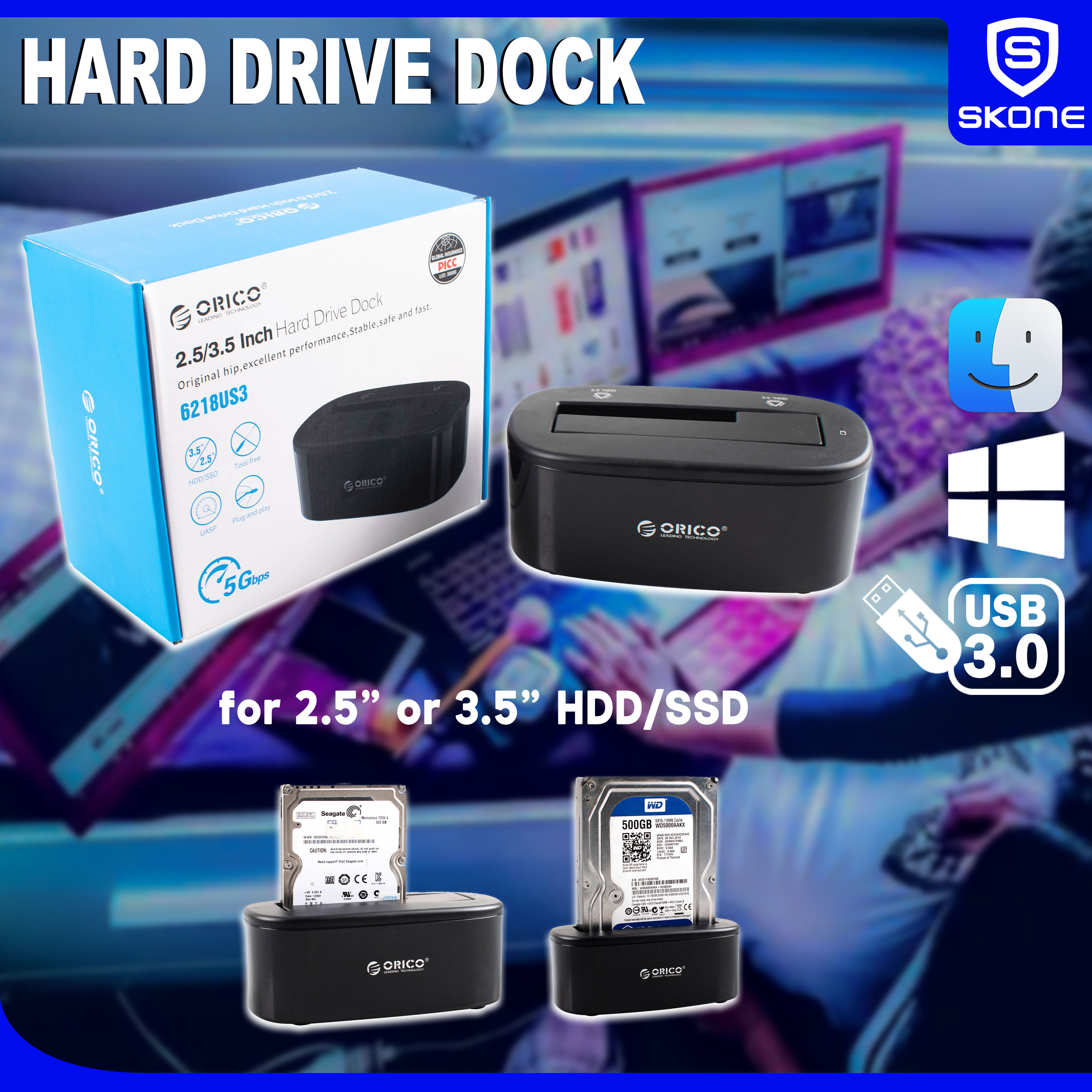 ORICO Docking Station HDD Dock Dual Bay USB 3.0 Hard Disk Drive