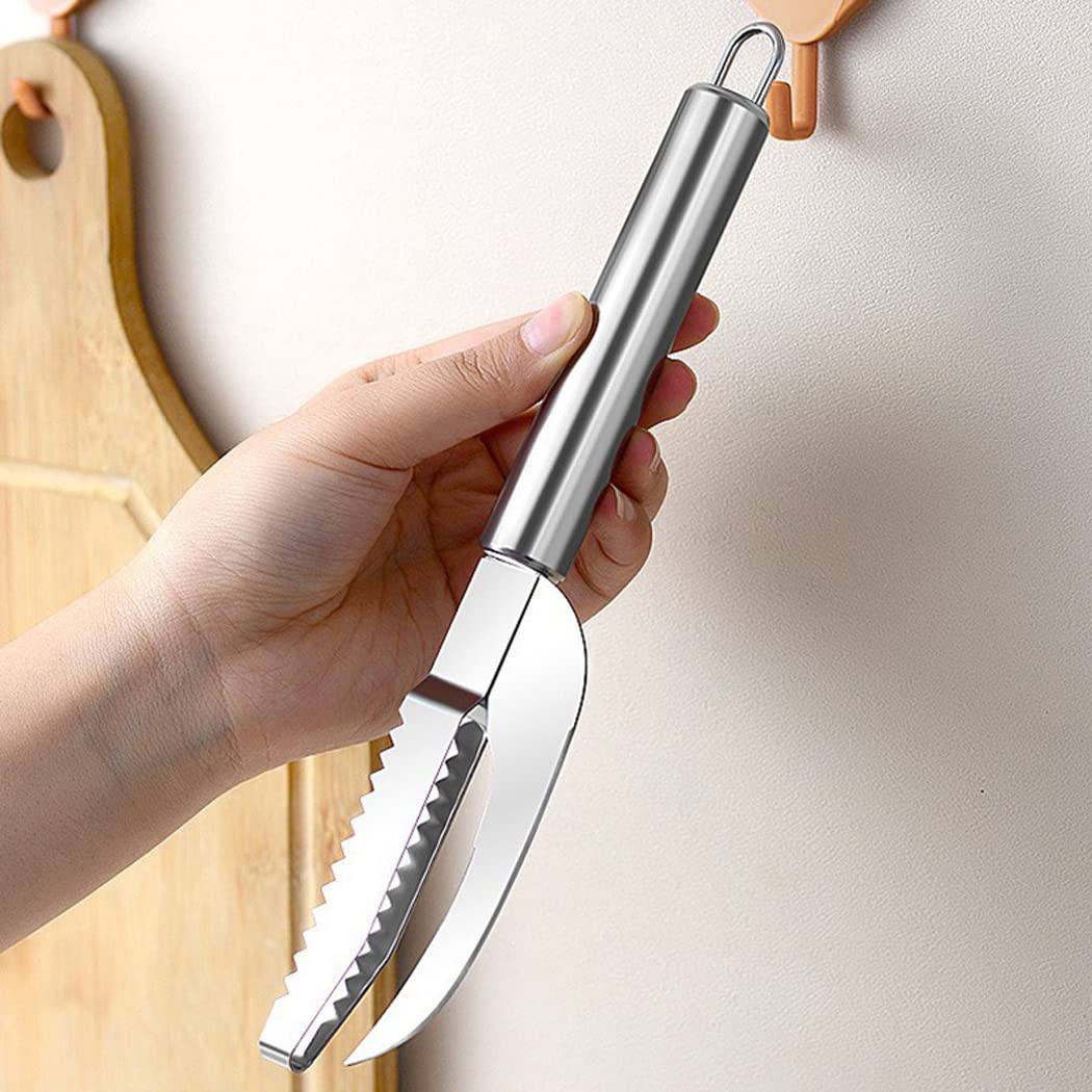 Stainless Steel Fish Scaler And Gutting Knife With Non-slip Handle  (three-in-one Function: Open Belly, Dig Out, And Remove Scales)