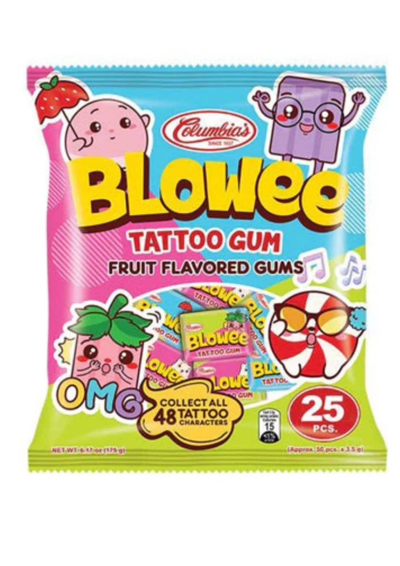 Blowee Tattoo Gum Fruit Flavored Gums Sweets 25 pieces per pack Lazada PH