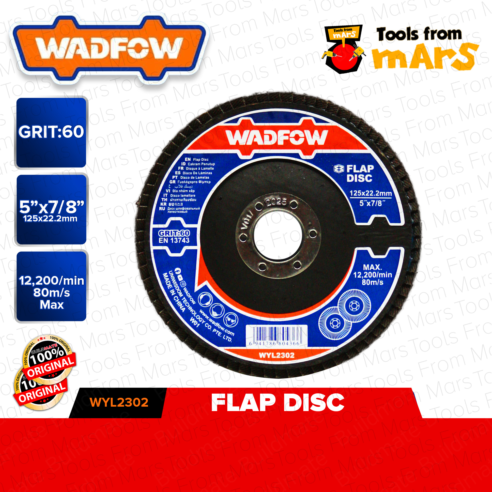 WADFOW Flap Disc 5" Inch 6" Inch 40GRIT 60GRIT 80GRIT [SOLD PER