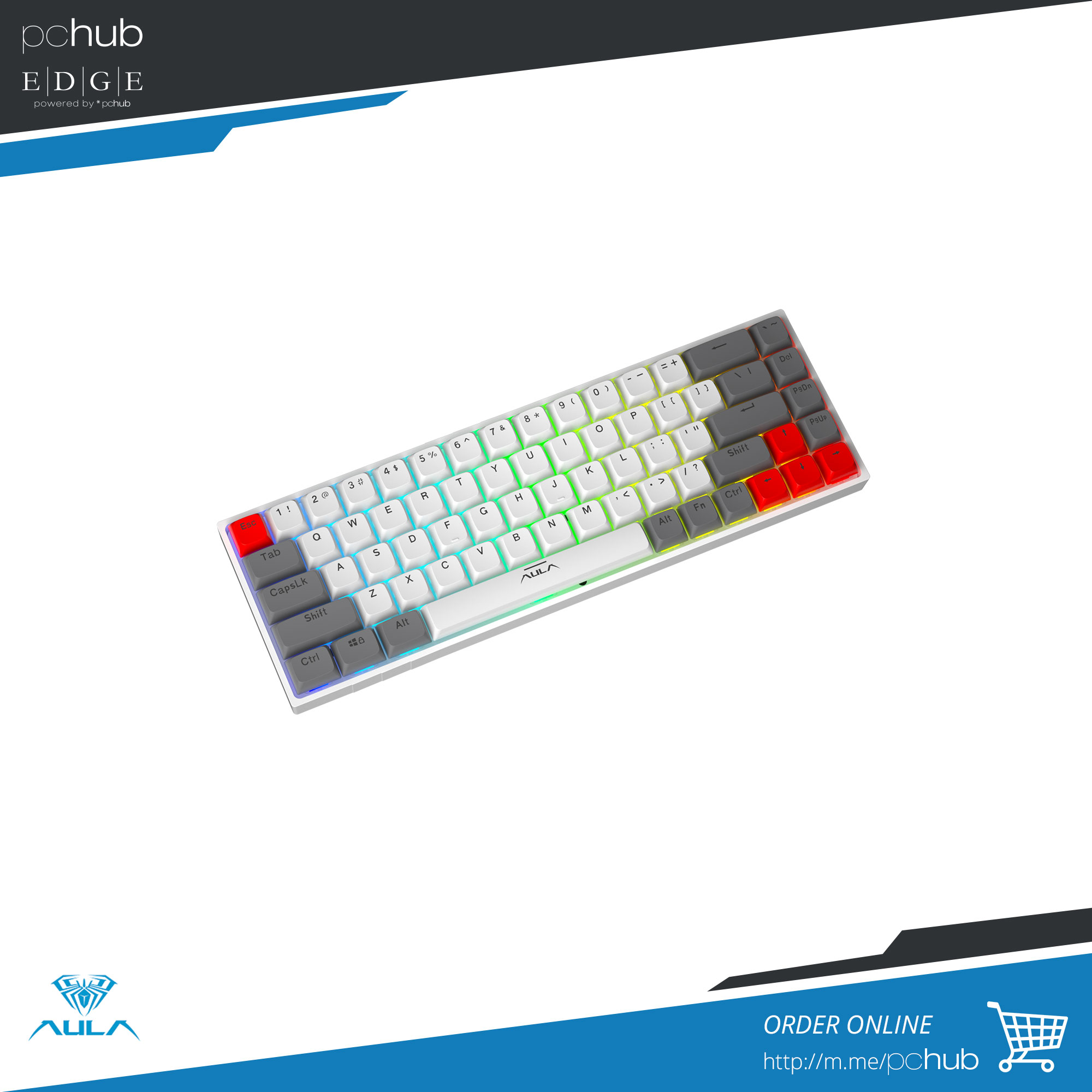 Aula F3068 TKL68 RGB White Grey, 2 mode BT wireless mkb mech keyboard ...