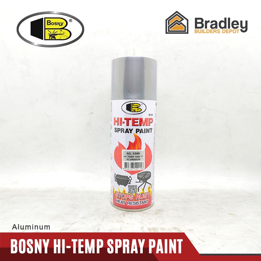 Bosny Hi Temp Acrylic Spray Paint 1200F (Black, Flat Black, Aluminum