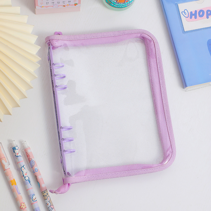 A5 Zipper Binder Cover Loose Leaf Organizer Transparent kpop photocard
