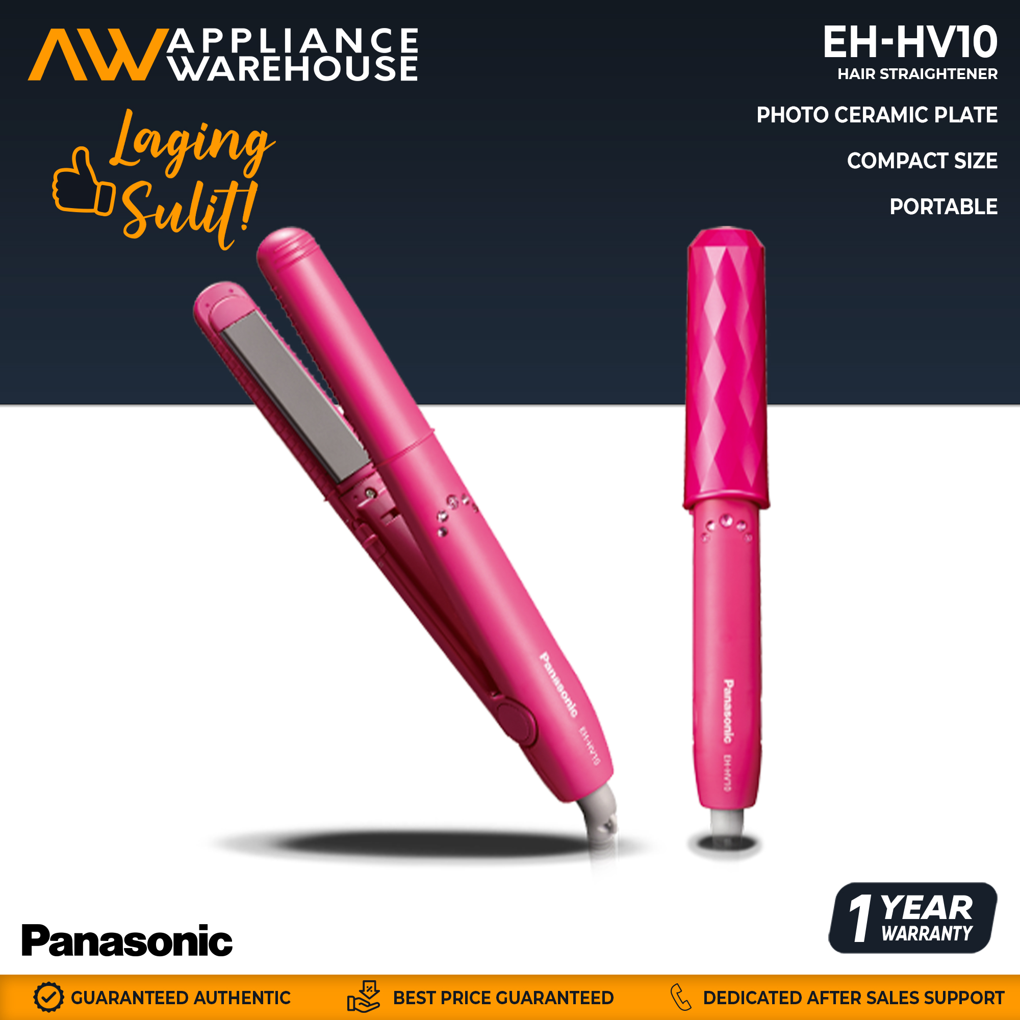 Panasonic EH-HV10 Hair Straightener (Pink)[Appliance Warehouse] | Lazada PH