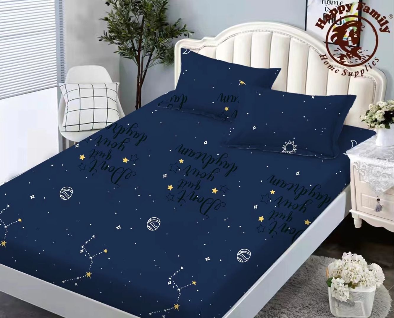 New Design Bedsheet! 1 fitted Sheet 2 pillow case Garterize 4 sides