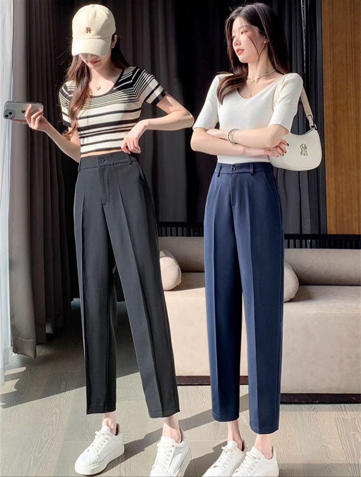 Women's Trouser Pants for Women's Suit Pants Korean style Cigarette Pants  High Waist Casual with Lining Pants 6 Colors