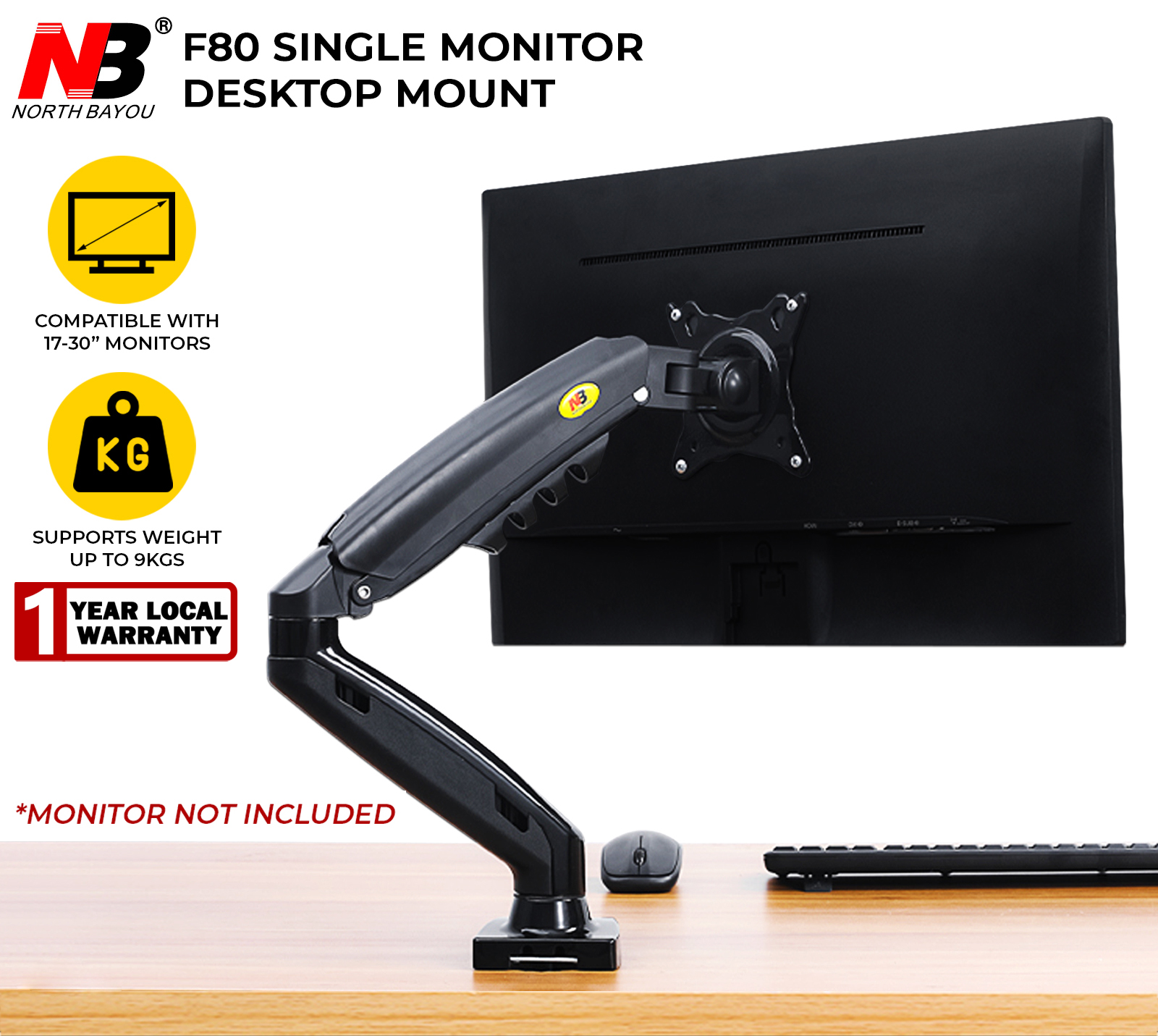 GSE NB North F80 Monitor Desk Mount Stand Full Motion Swivel Monitor