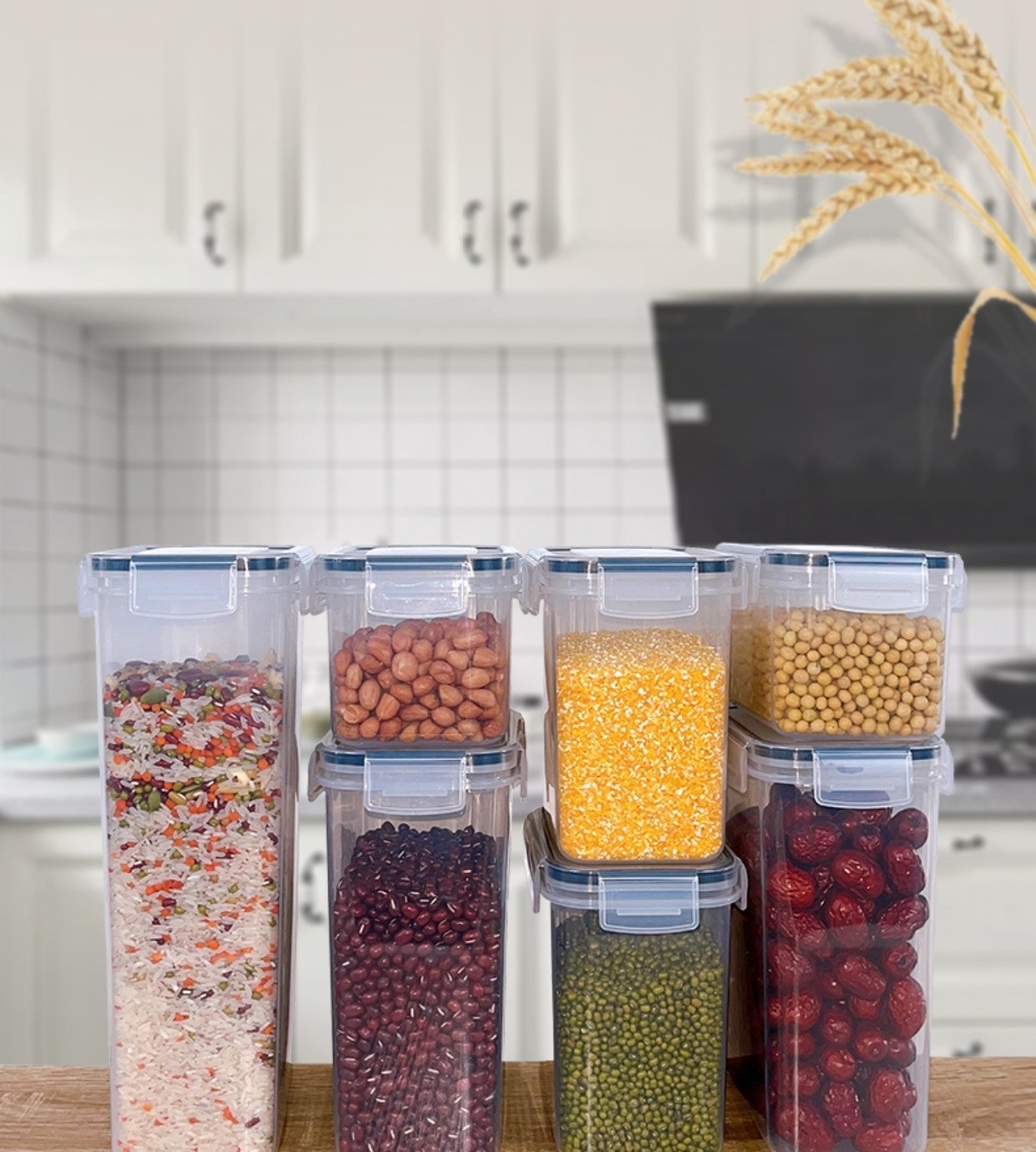 1pc Airtight Food Storage Containers Set, Plastic Kitchen Storage Canisters  For Flour, Sugar, Cereal, With Lables, Dishwasher Safe