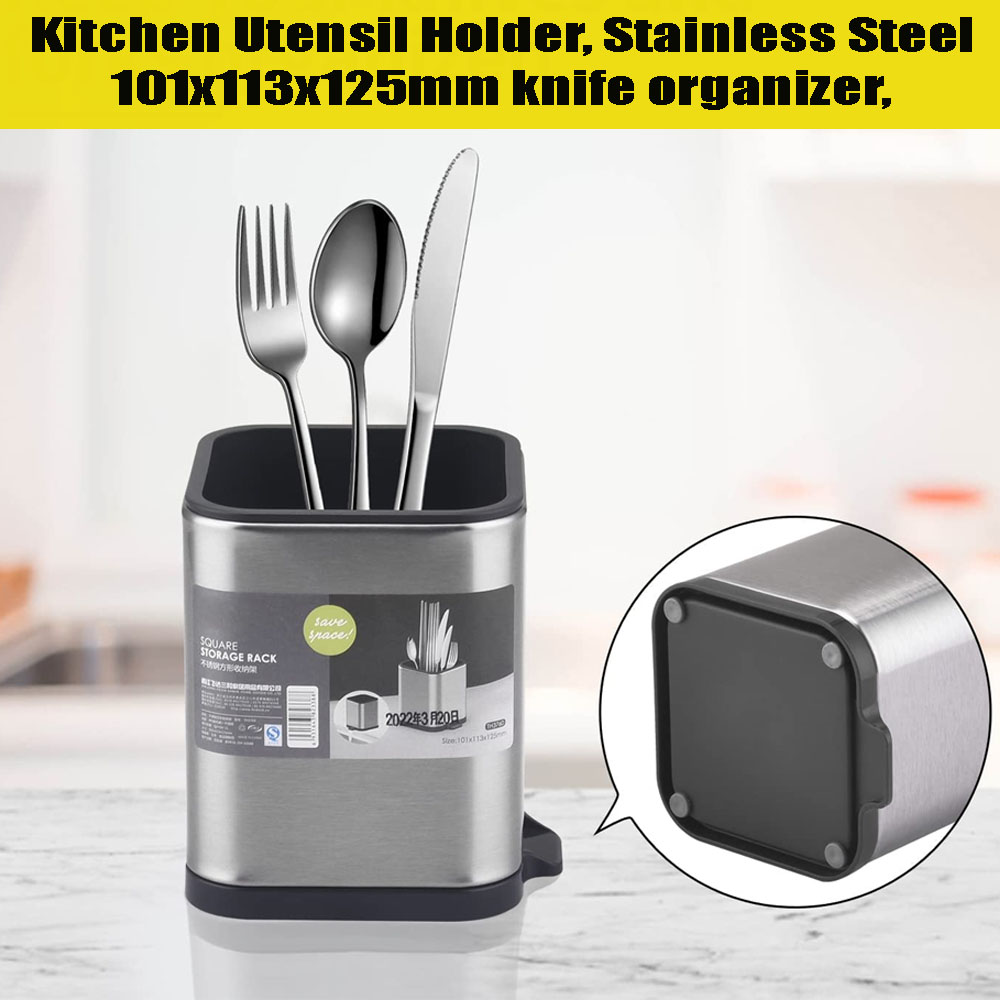 Th Kitchen Utensil Holder Stainless Steel Flatware Organizer For Countertop Utensil Caddy