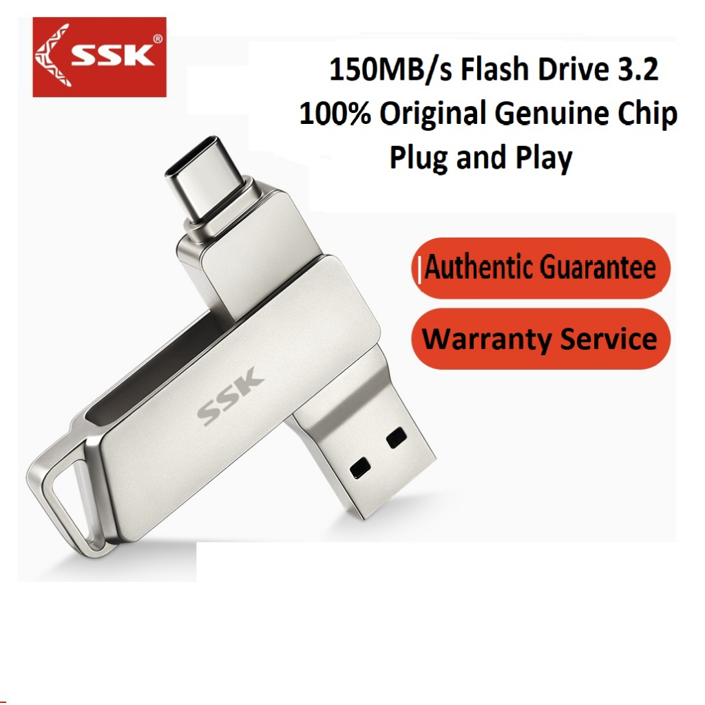 SSK 128GB USB C Flash Drive 150MB/s Transfer Speed Dual Drive 2 in 1 OTG  Type-C + USB 3.1 Thumb Drive Memory Stick Jump Drive Thunderbolt 3  Compatible