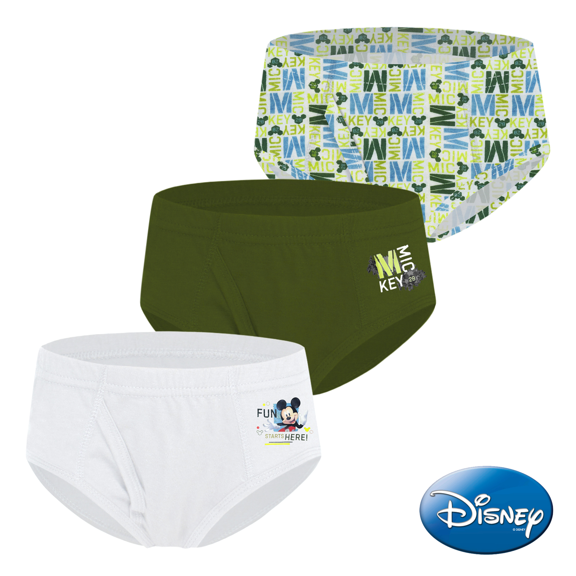 Mickey Mouse Toddler Boys' Brief Underwear, 3 Pack 